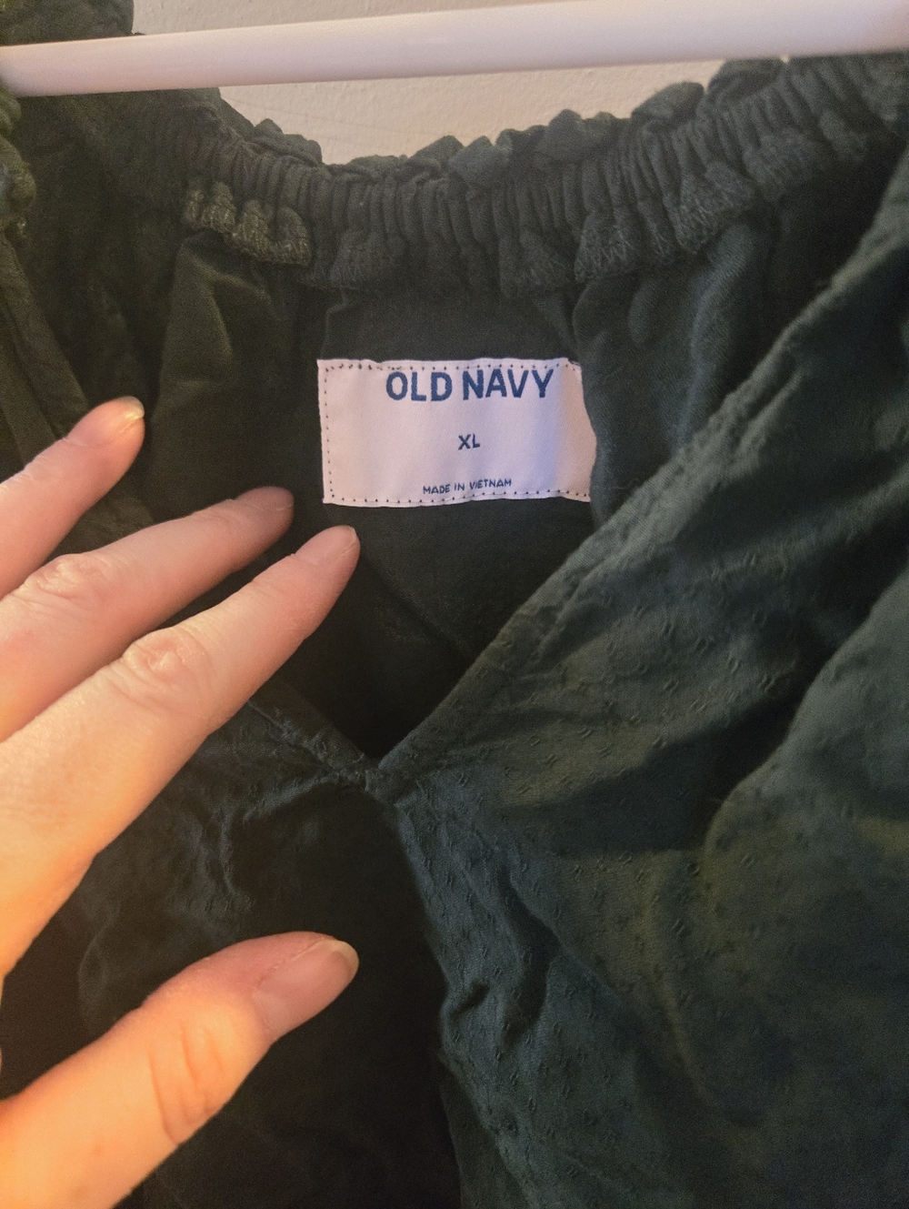 Old Navy Dark Green Textured V-Neck Top